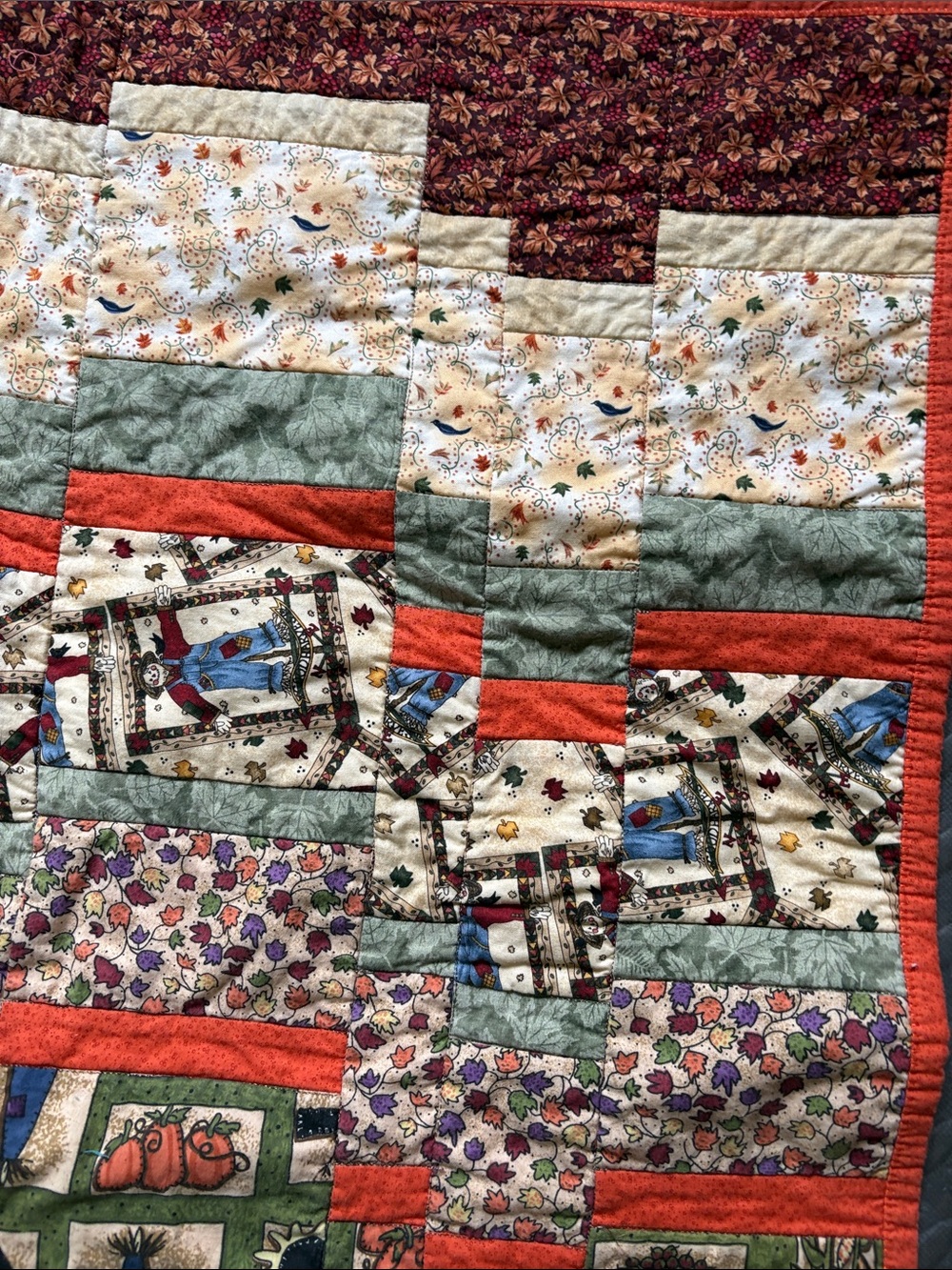 Handmade Orange Pumpkin Patch Quilted Wall Hanging/ Table Runner - Picture 5 of 7